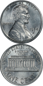 The first confirmed example of an experimental 1974 aluminum Lincoln cent struck at the Denver Mint. (Source: http://ow.ly/ZHaGS.)