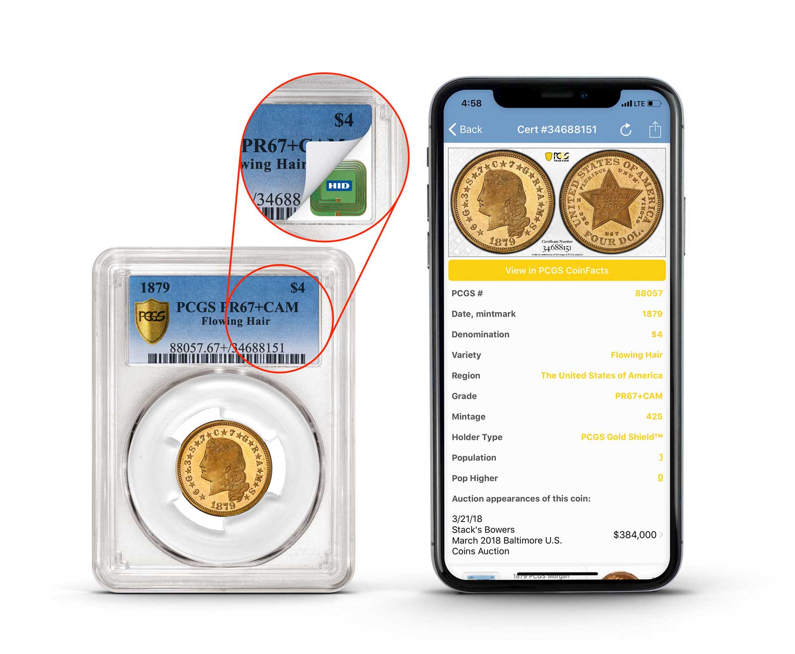 PCGS NFC-enabled slab