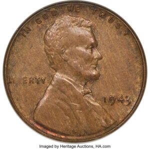 1943 Cent Struck on a Bronze Planchet